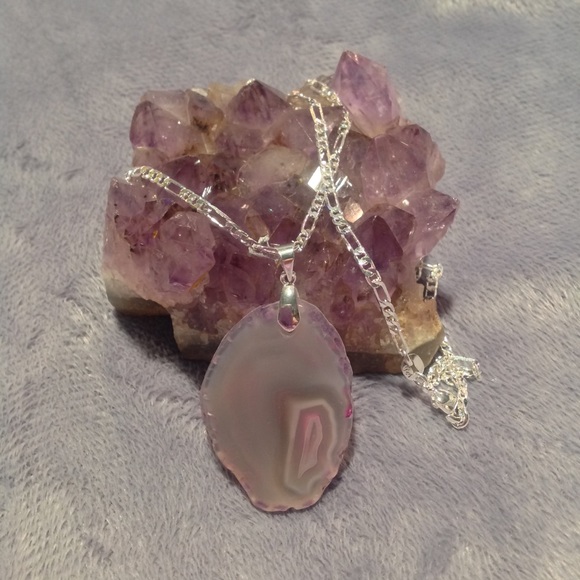 Handcrafted Jewelry - Pink Onyx Agate Slice Necklace
